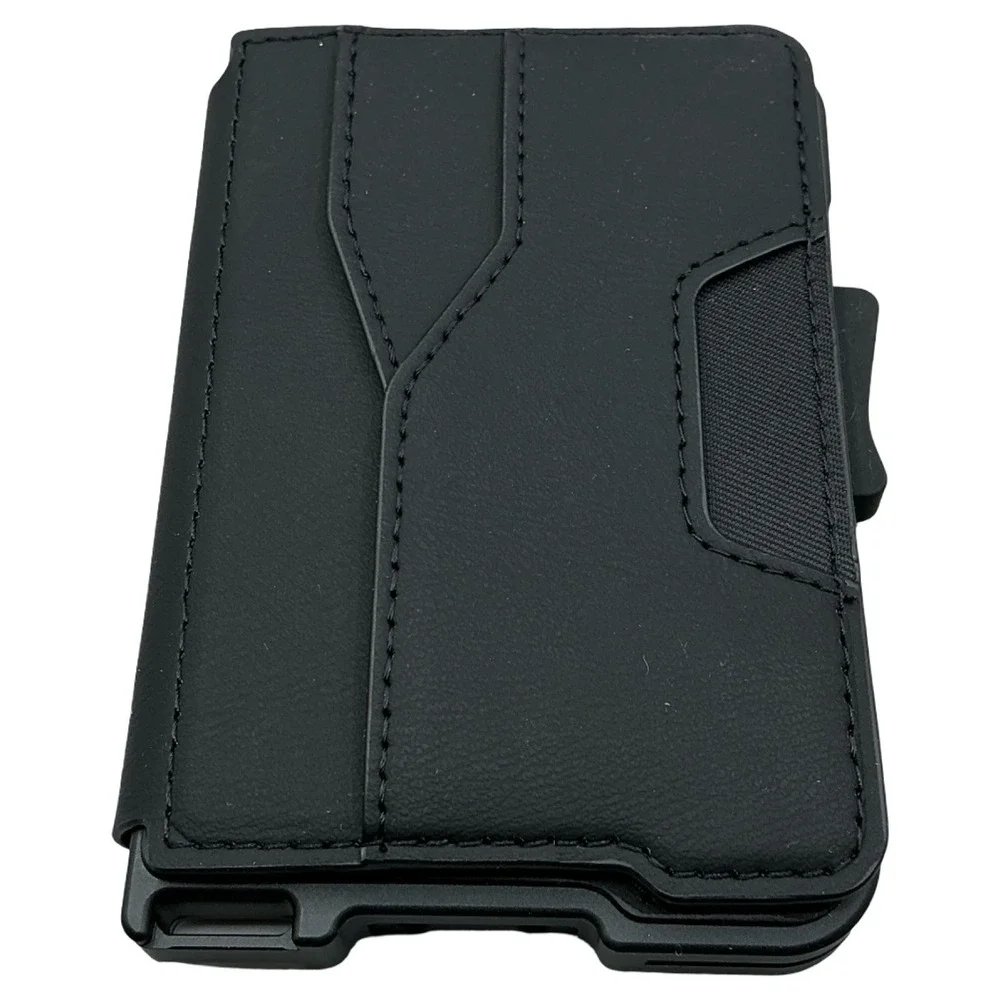 Tizmuo Minimalist RFID Blocking Pop Up Card Holder Wallet Black Leather Slim